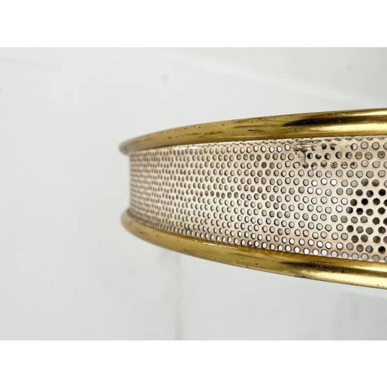 Mid-Century German Metal, Mesh and Glass Plafoniere Ceiling Lamp, 1960s For Sale 2