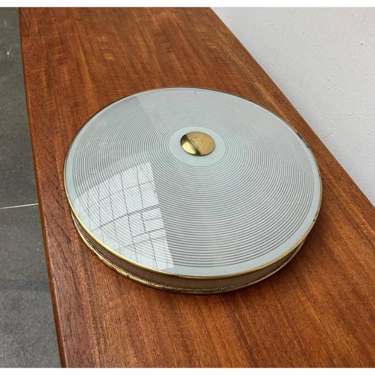 Mid-Century German Metal, Mesh and Glass Plafoniere Ceiling Lamp, 1960s For Sale 3