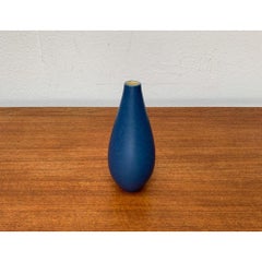 Mid-Century Modern Ceramic Vase, Blue, German Design, 1960s Vintage
