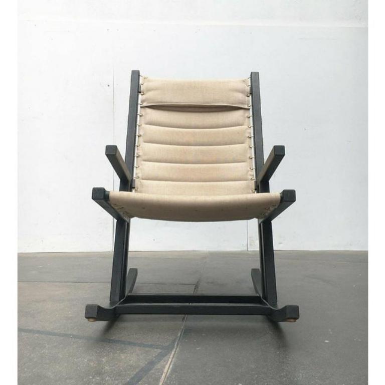Mid-Century Modern Mid-Century German Minimalist Safari Rocking Chair from Casala, 1960s For Sale