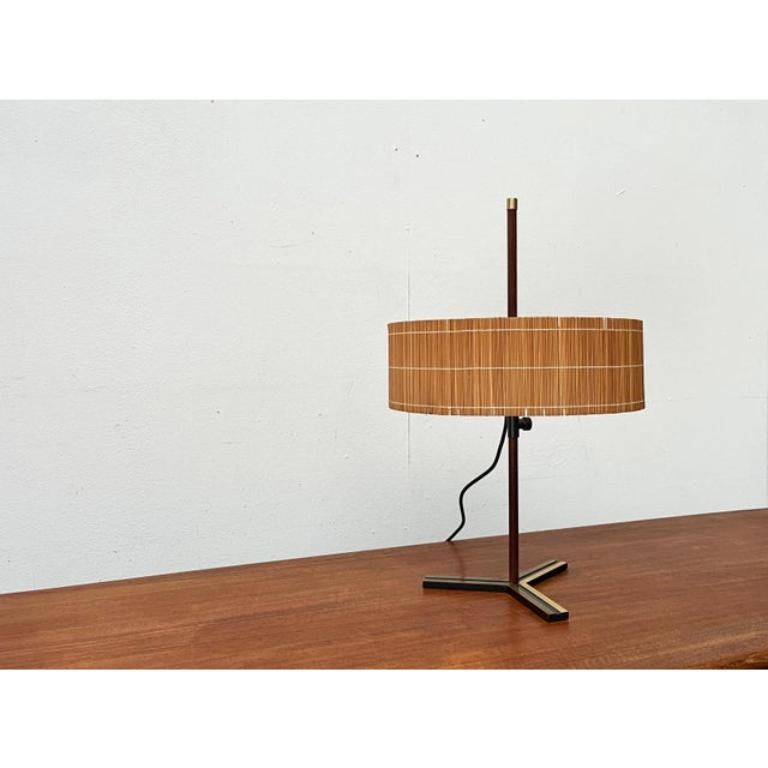Mid-Century German Minimalist Tripod Teak Table Lamp from Kaiser Leuchten, 1960s For Sale 5