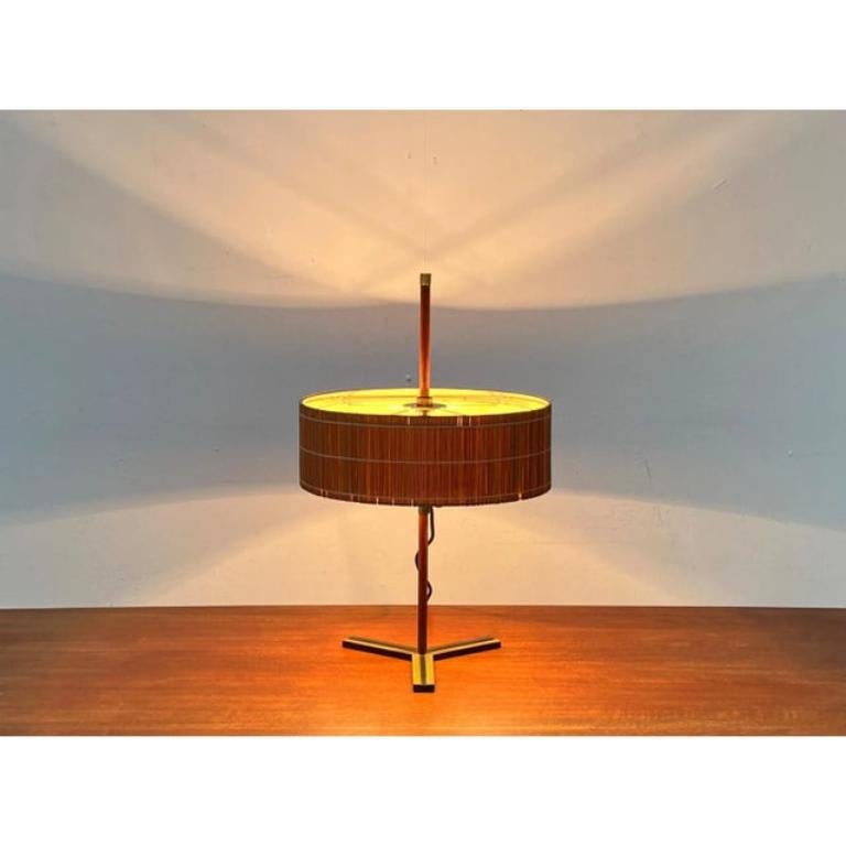 Mid-Century Modern Mid-Century German Minimalist Tripod Teak Table Lamp from Kaiser Leuchten, 1960s For Sale