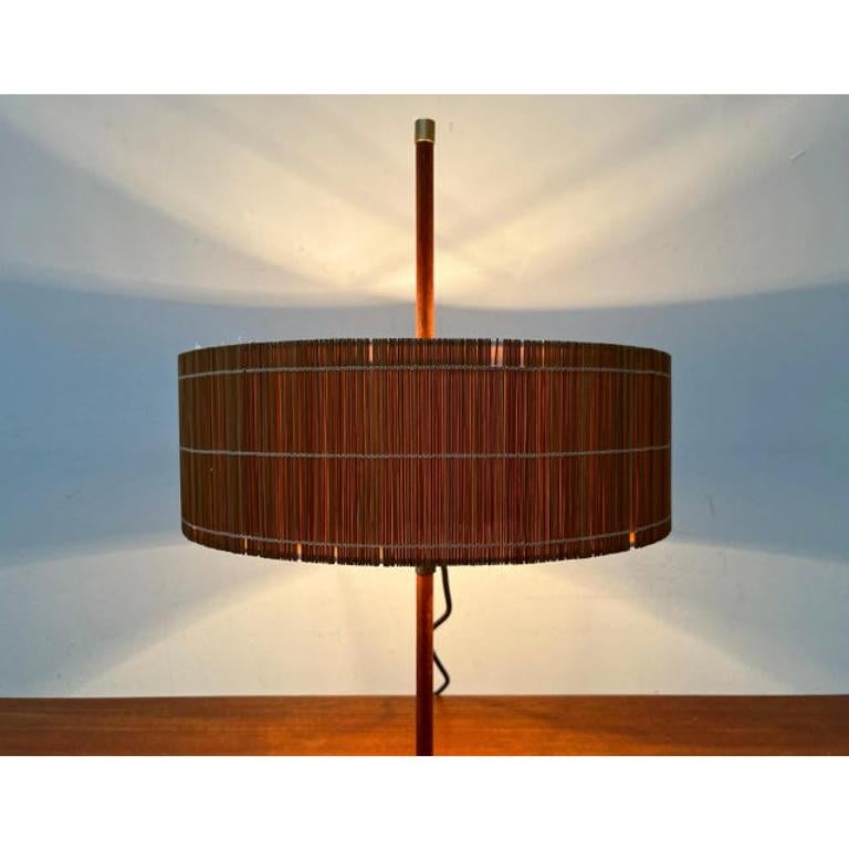 Metal Mid-Century German Minimalist Tripod Teak Table Lamp from Kaiser Leuchten, 1960s For Sale