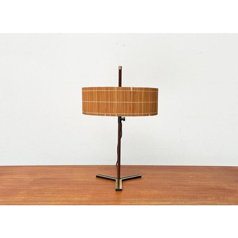 Mid-Century German Minimalist Tripod Teak Table Lamp from Kaiser Leuchten, 1960s For Sale 2