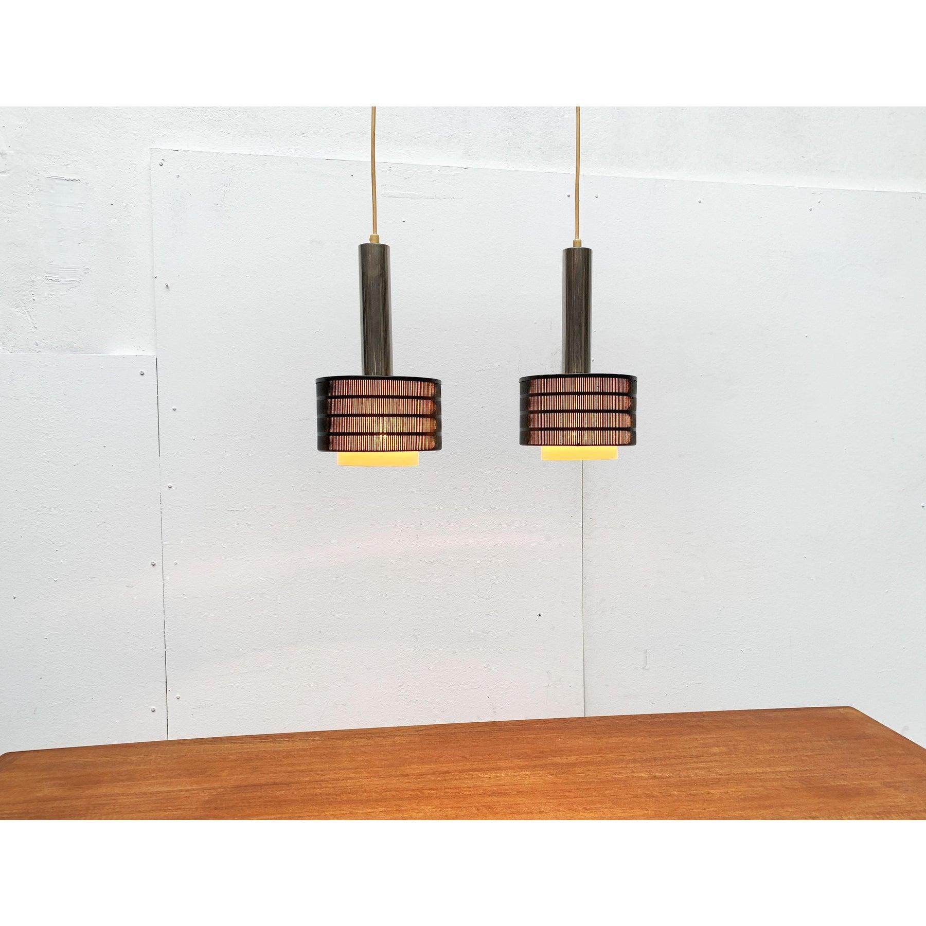 Metal Mid-Century German Minimalist Twin Pendant by Bünte & Remmler, 1960s For Sale