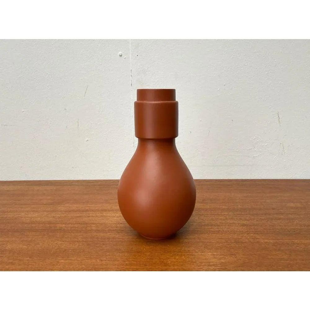 20th Century Mid-Century German Minimalist Wormser Terra-Sigillata Pottery Vase, 1960s For Sale