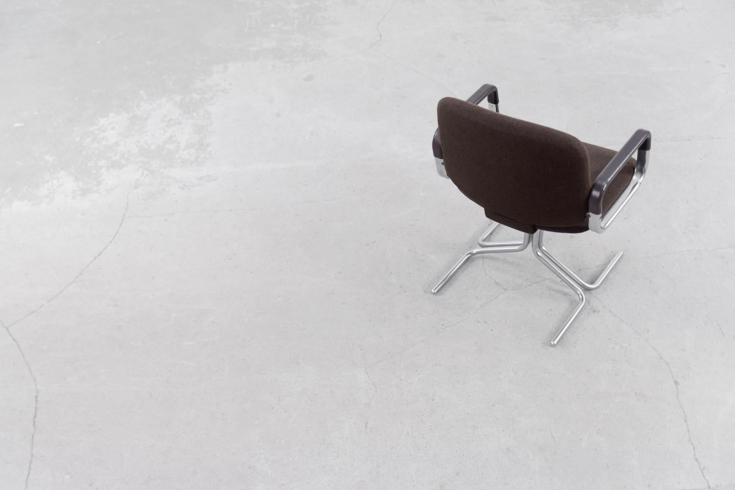 Pair of Midcentury German Modern Brown Aluminum Chairs from Mauser Werke Waldeck For Sale 9