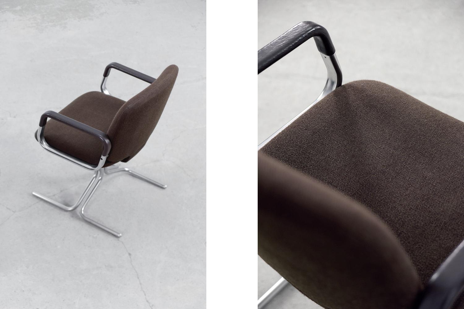 Pair of Midcentury German Modern Brown Aluminum Chairs from Mauser Werke Waldeck For Sale 2