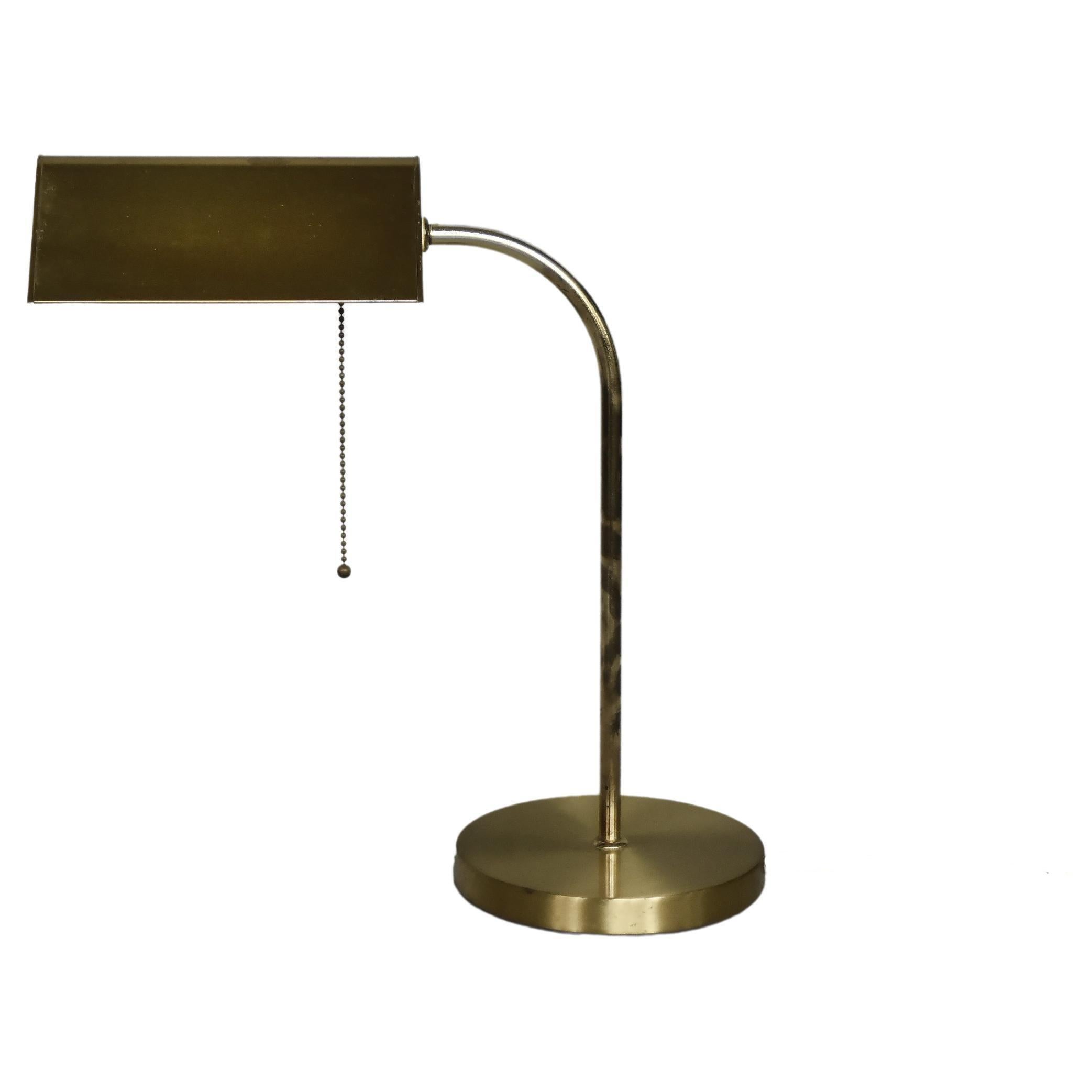 Mid-Century German Modern Gold Brass Desk Lamp with Chain from Karstadt AG For Sale