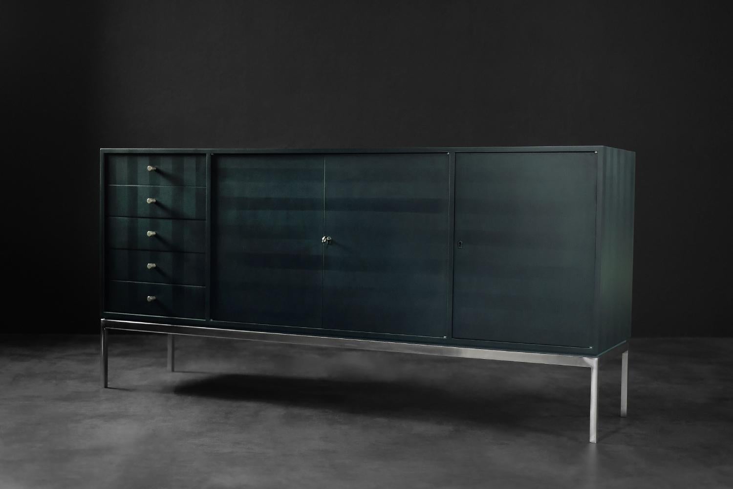 Late 20th Century Mid-Century German Modern High Turquoise Sideboard with Drawers, 1970s For Sale