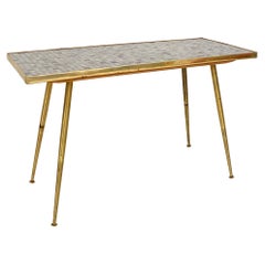 Mid Century German Mosaic and Brass Side Table in the Style of Berthold Muller