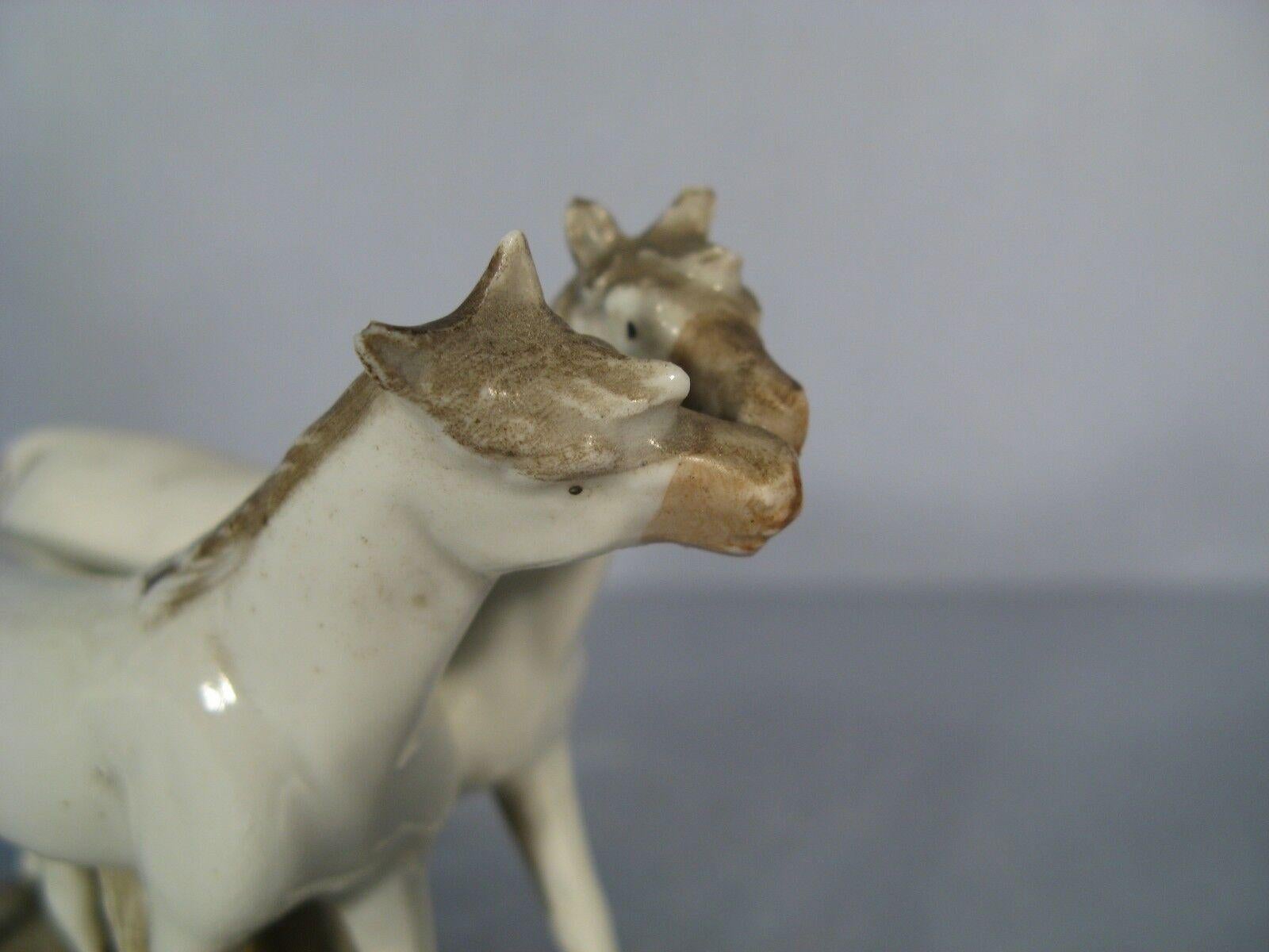 Empire Mid-Century German Porcelain Figurine Depicting Two Horses -1Y25