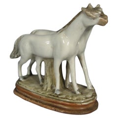 Vintage Mid-Century German Porcelain Figurine Depicting Two Horses -1Y25