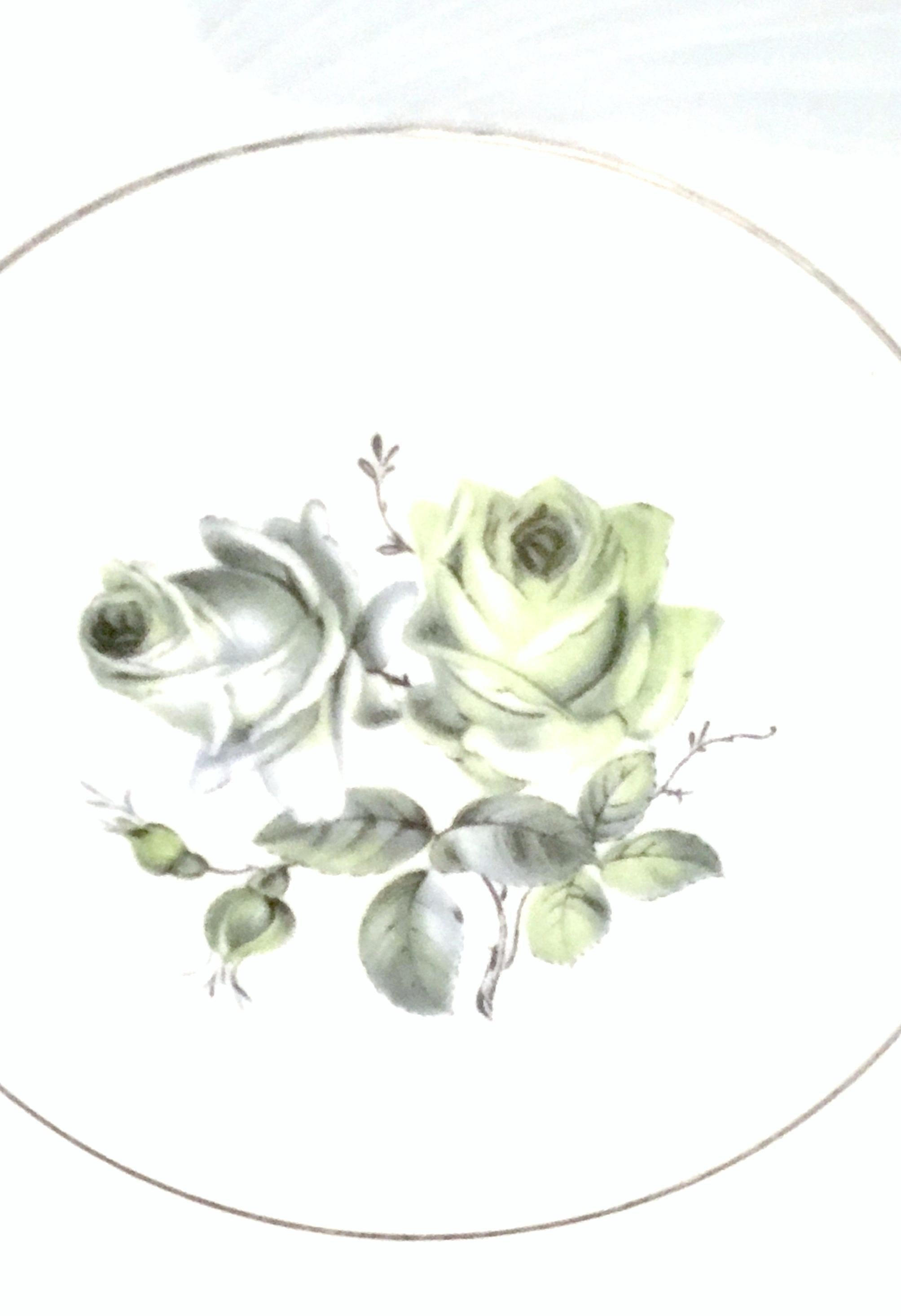 20th Century Midcentury German Porcelain & Platinum Dinnerware by, Royal Tettau, Set of 12 For Sale