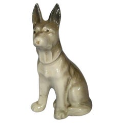 Mid-Century German Porcelain Sitting Dog Figurine -1Y34