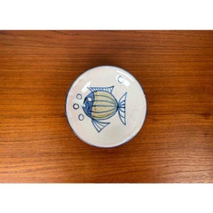 Mid-Century German Potery Plate with Fish by Wilhelm Diebener for Gothaer, 1960s