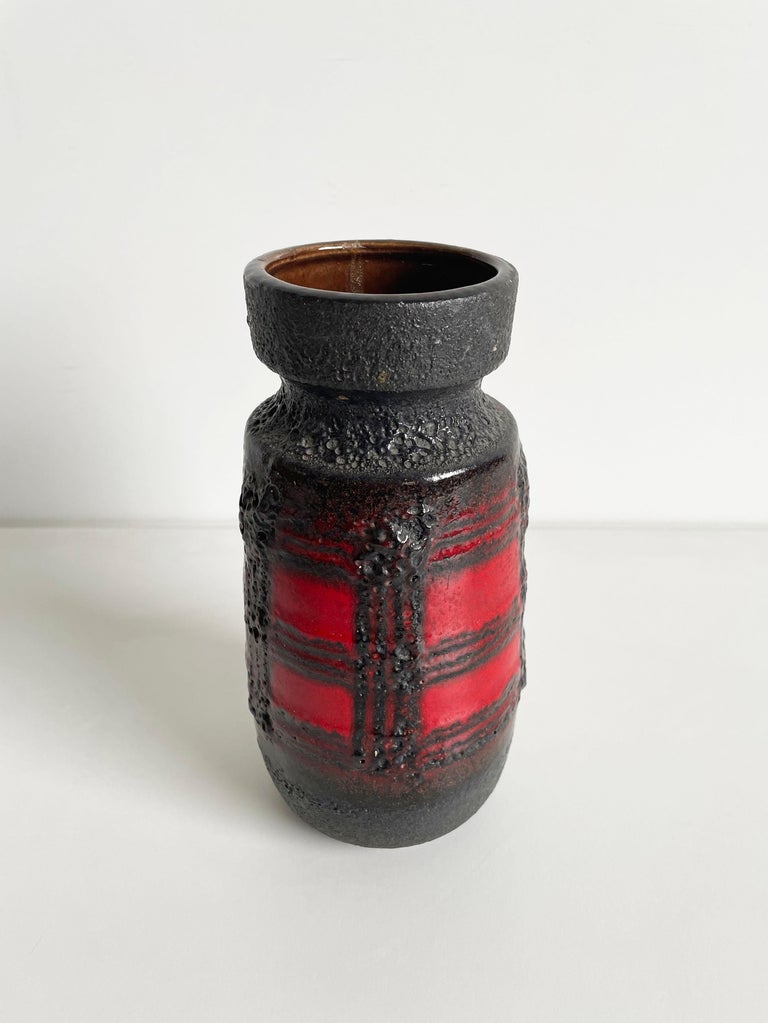Mid-Century Modern Mid Century German Pottery Fat Lava Vase by Scheurich Keramik, 1960s For Sale
