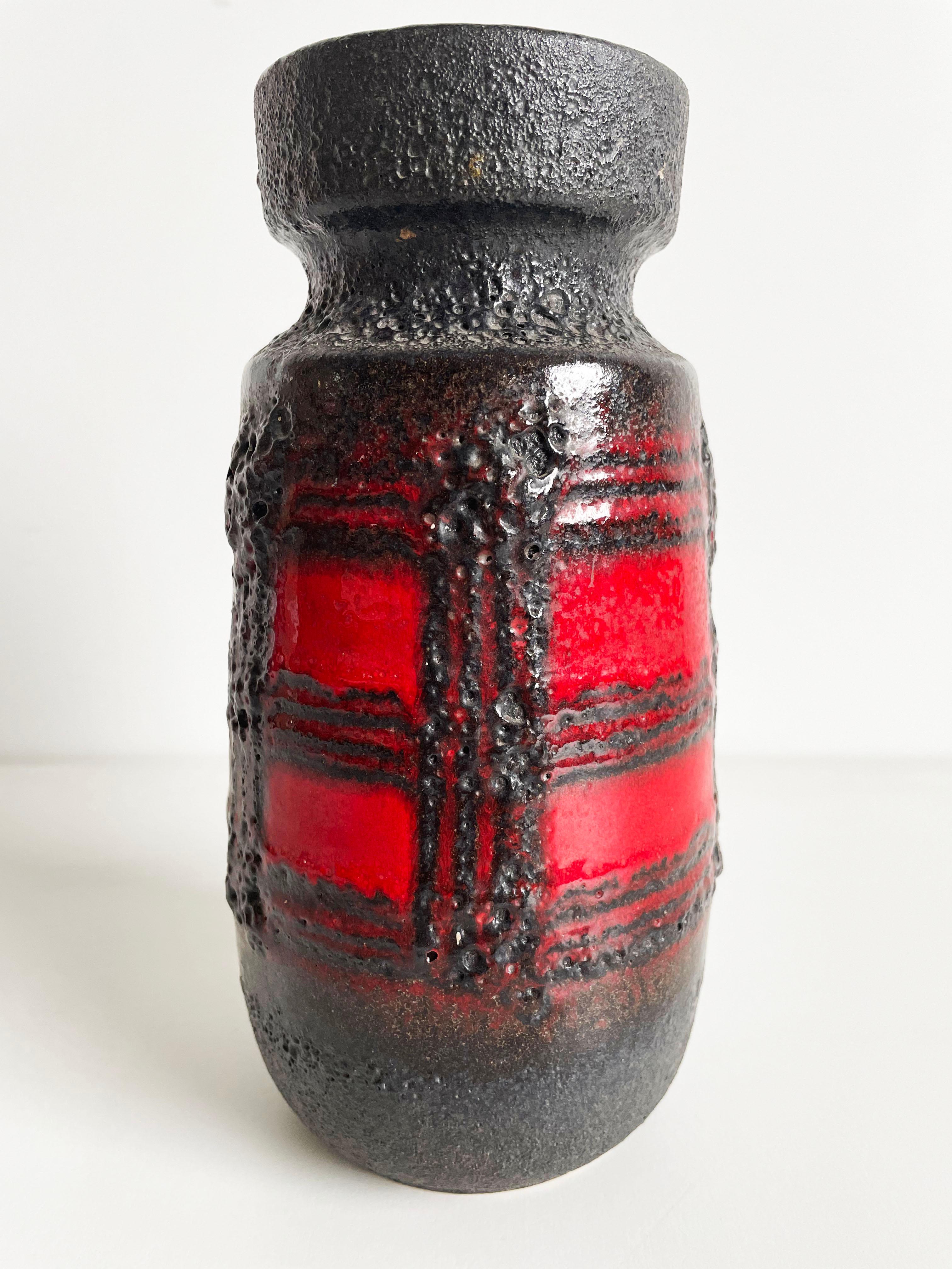Glazed Mid Century German Pottery Fat Lava Vase by Scheurich Keramik, 1960s