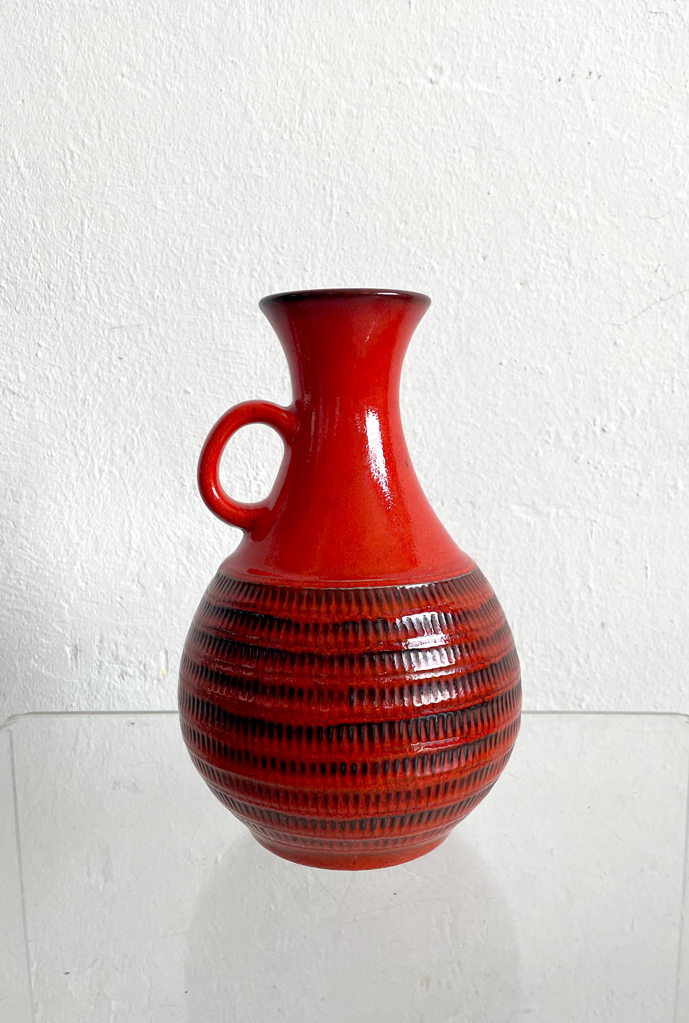 Vintage Red JASBA KERAMIK Vase West German Pottery 1960s 1970s