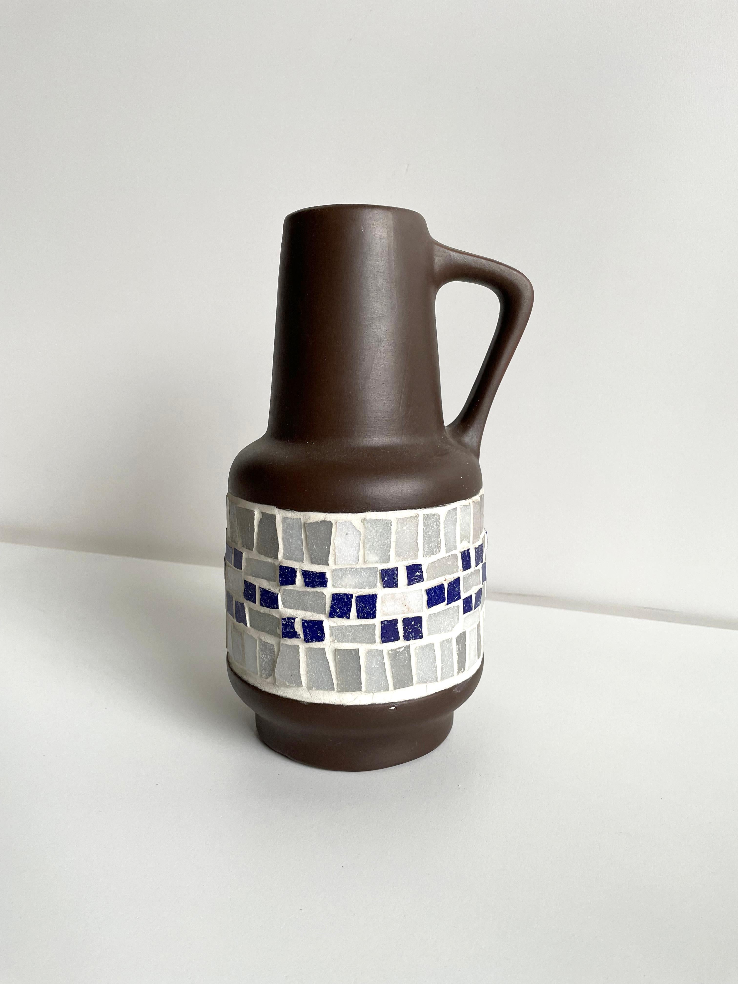 20th Century Mid Century German Pottery Mosaic Vase By SAWA Keramik, Germany 1960s