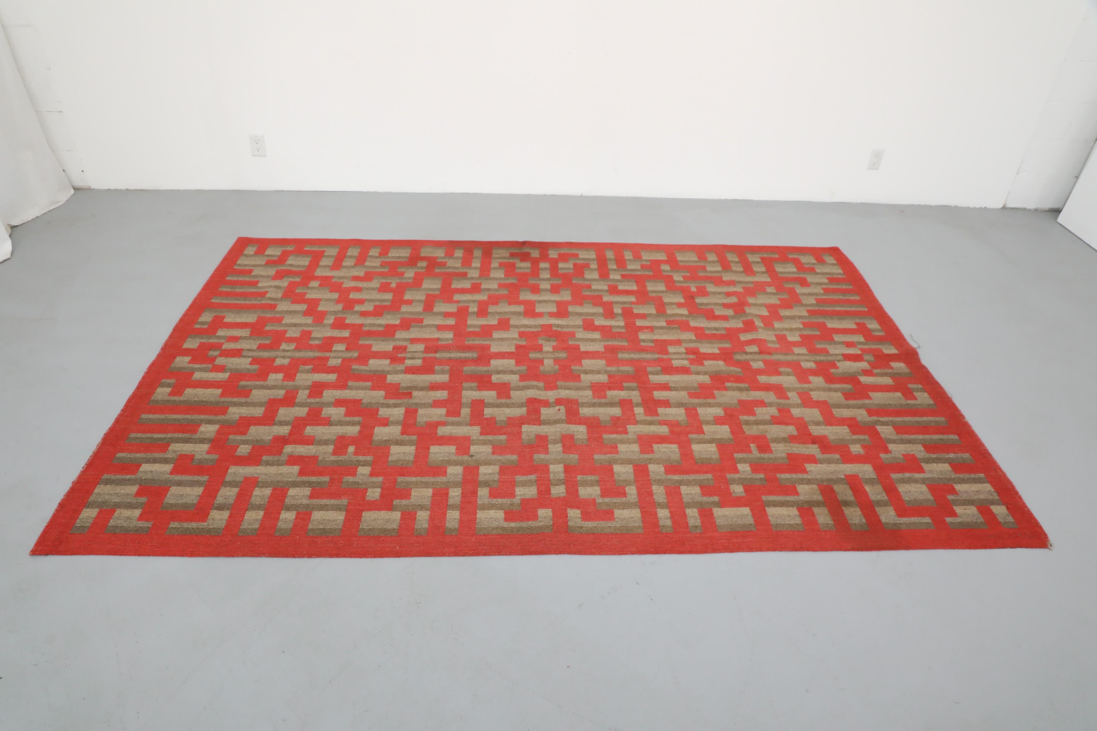 Mid-Century Modern Mid-Century German Schäffler Wool Carpet with Geometric Pattern