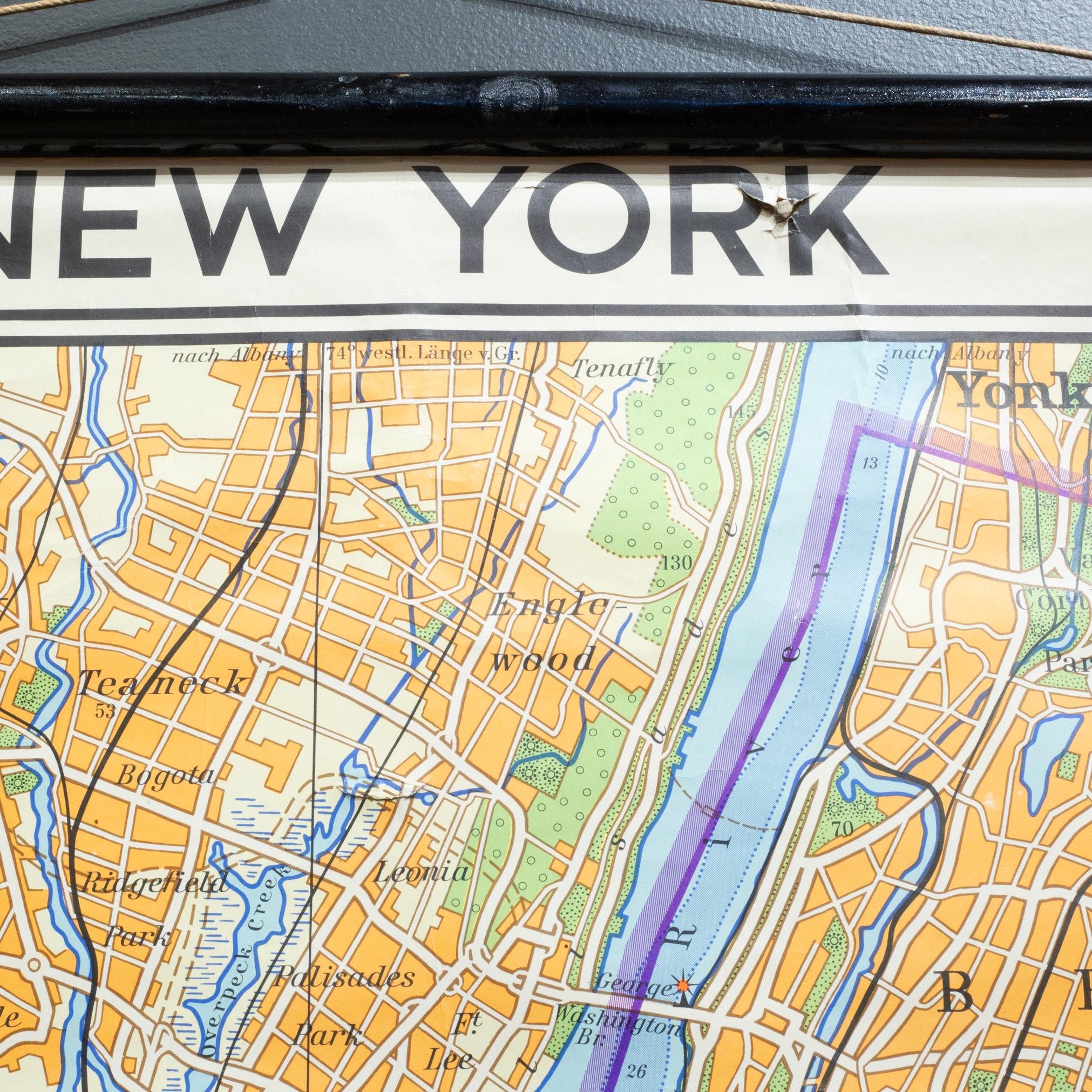 Wandkarte der deutschen Schule aus der Mitte des Jahrhunderts, New York City und Vicinity Map, ca. 1962 im Angebot 3