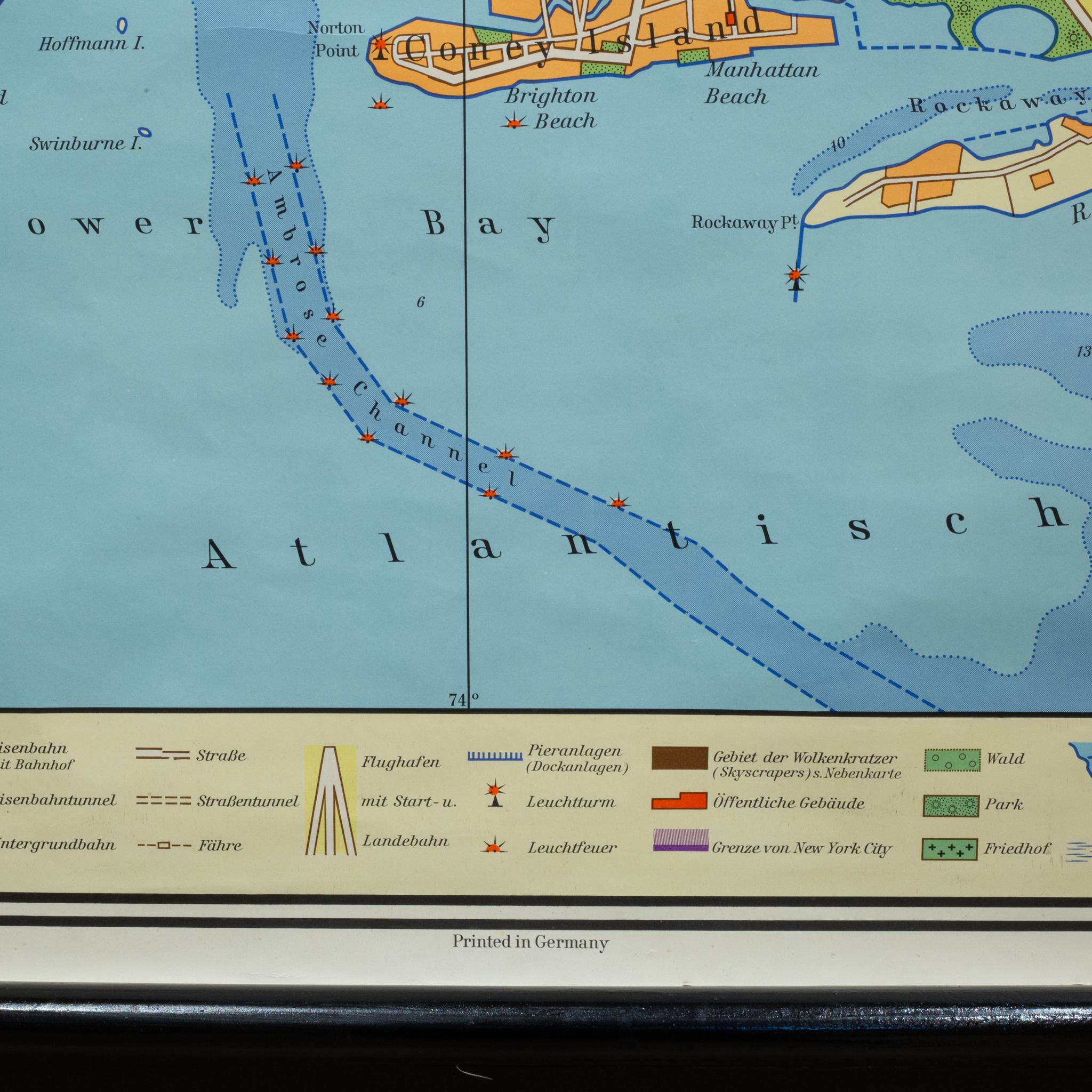 Wandkarte der deutschen Schule aus der Mitte des Jahrhunderts, New York City und Vicinity Map, ca. 1962 im Angebot 2