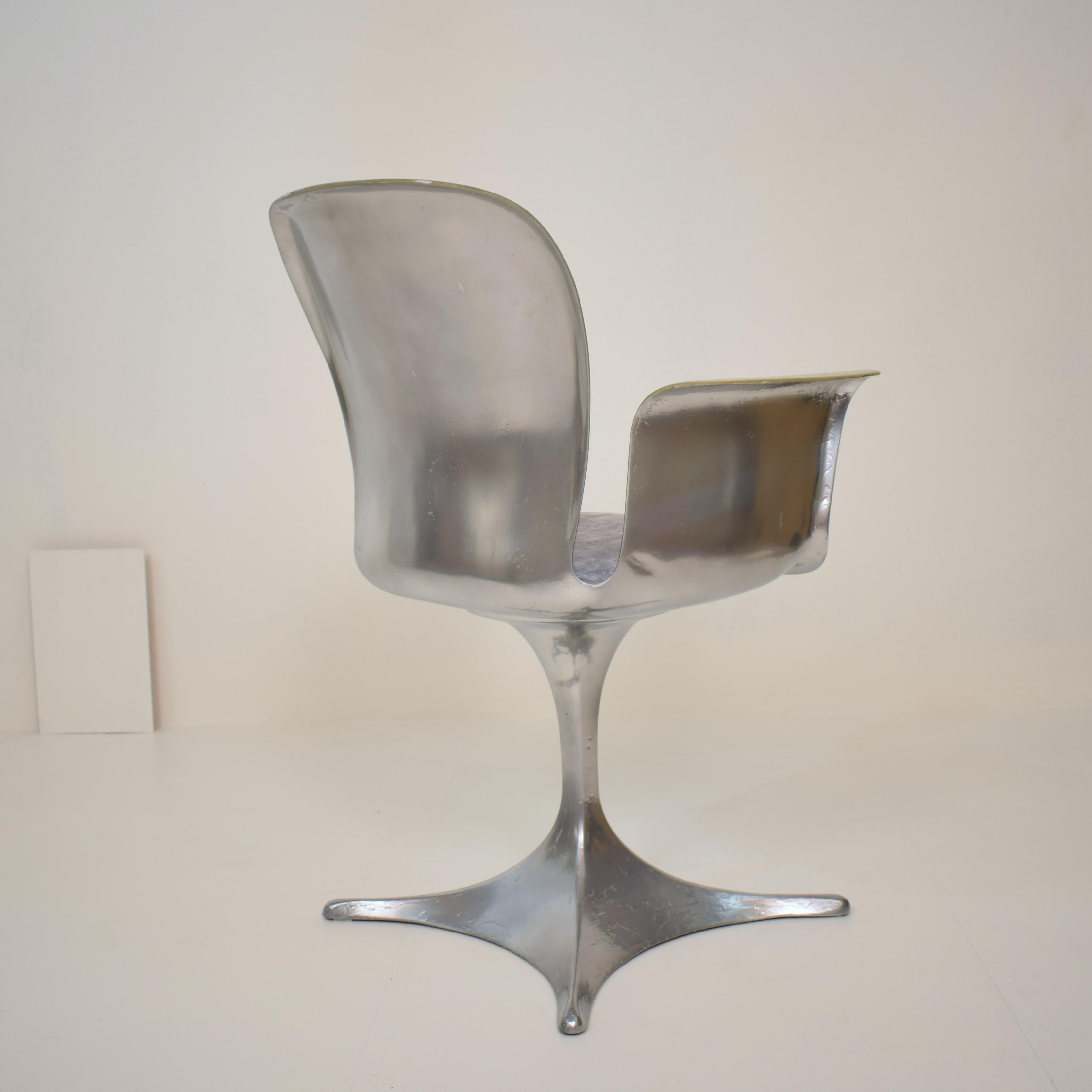 Midcentury German Sculptural Fiberglass Armchair in Silver and Beige, 1957 6
