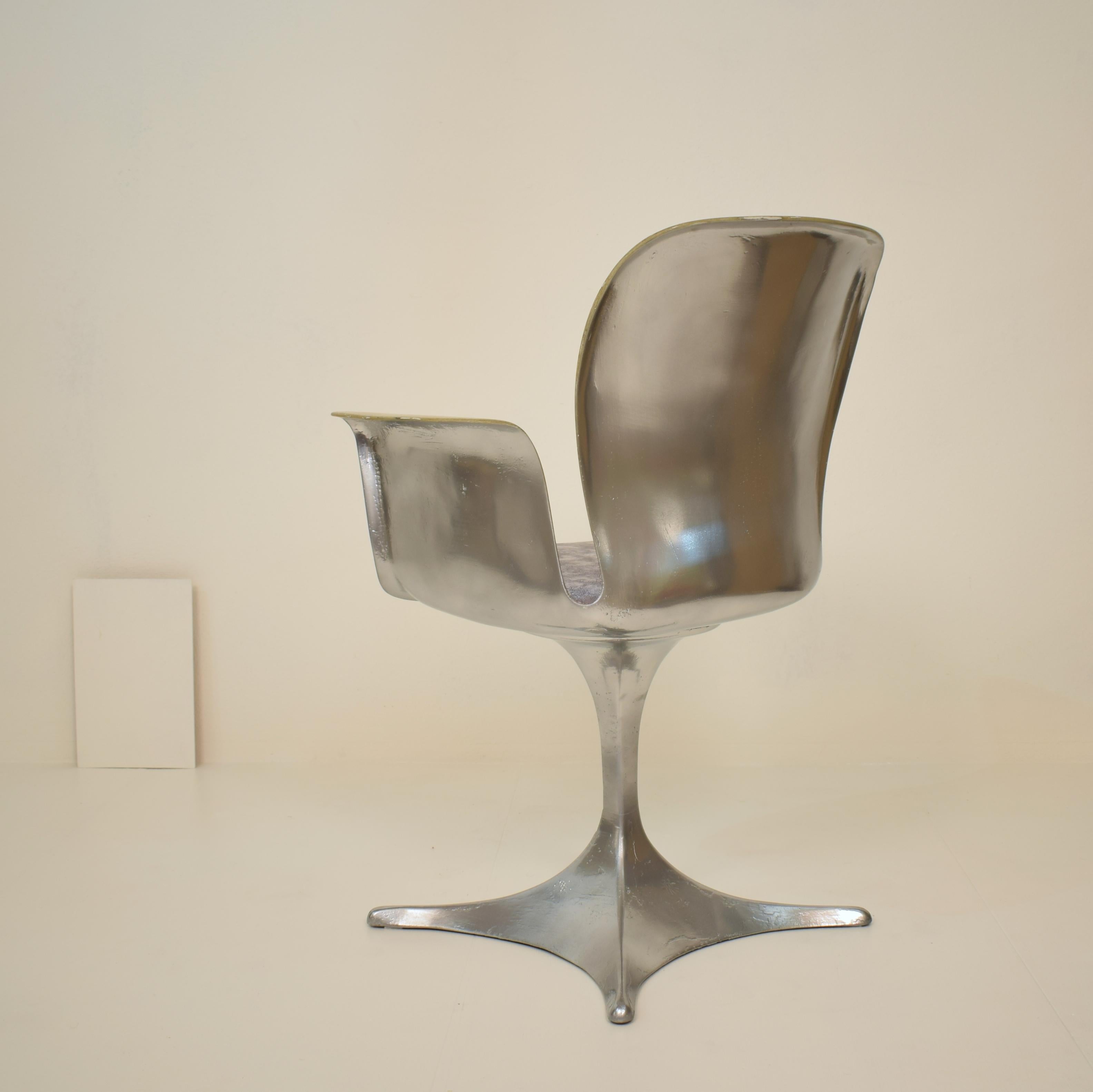 Midcentury German Sculptural Fiberglass Armchair in Silver and Beige, 1957 4