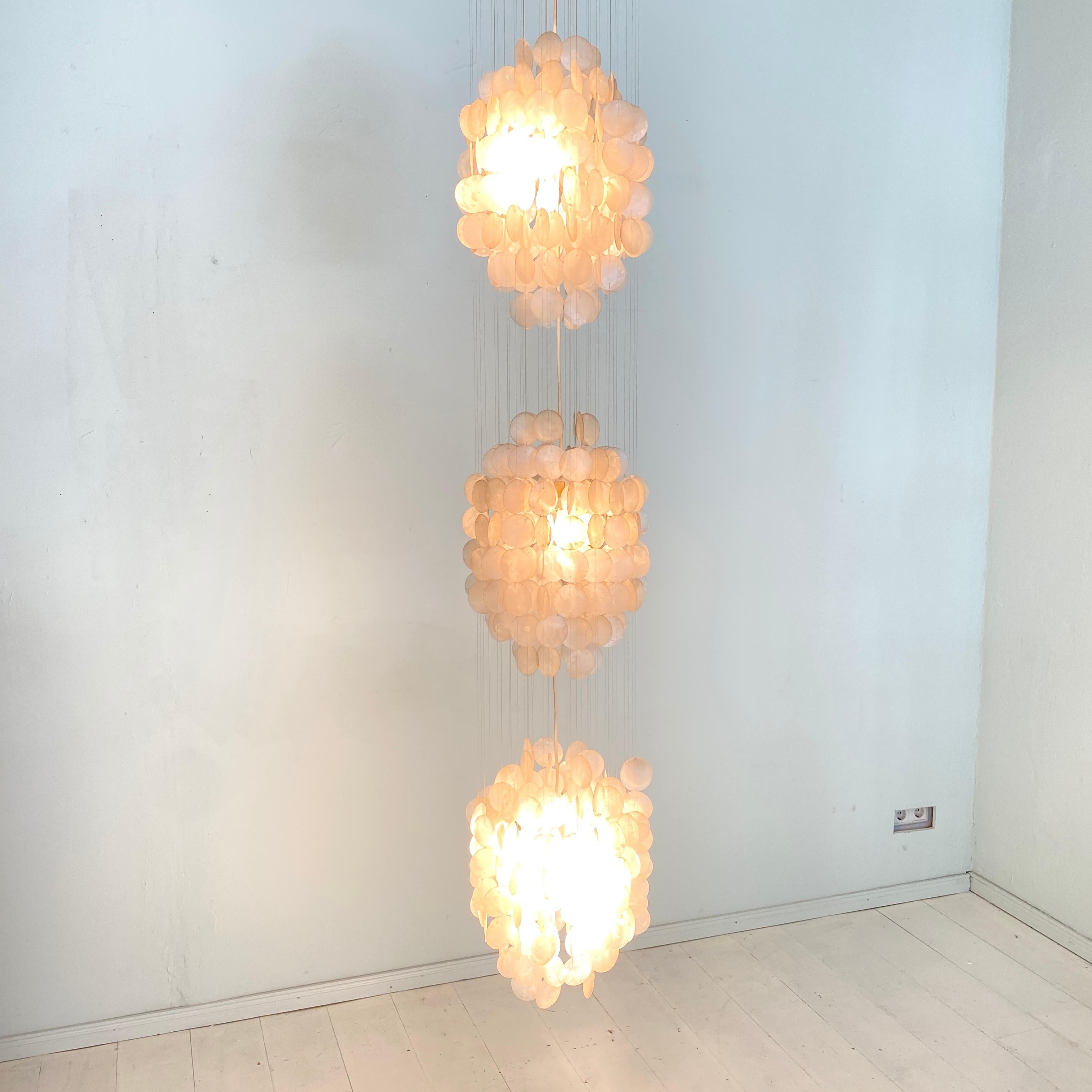 Mid Century German Seashell Pendant Lamp with Mother of Pearl Flakes, 1970s 4