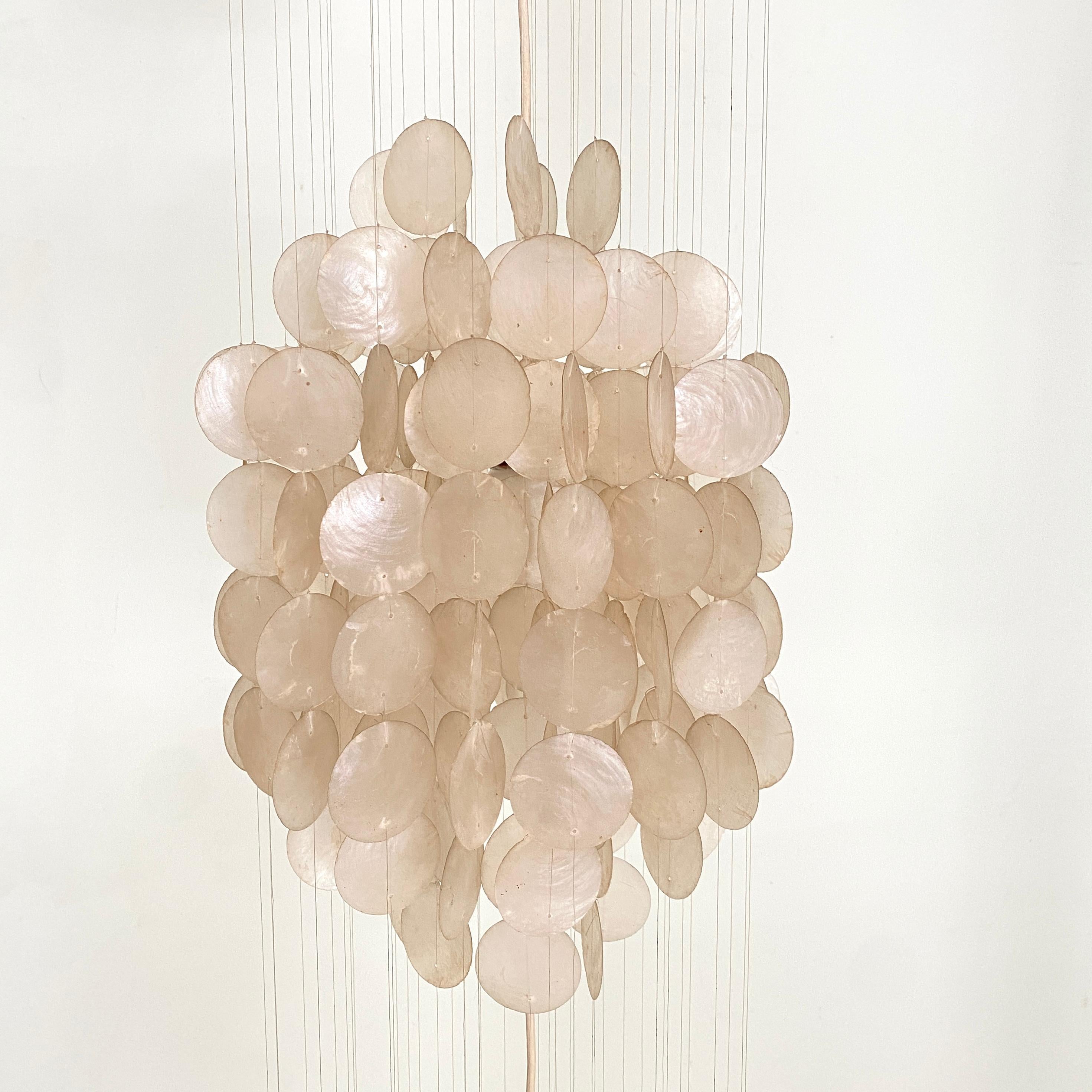 Mid-Century Modern Mid Century German Seashell Pendant Lamp with Mother of Pearl Flakes, 1970s