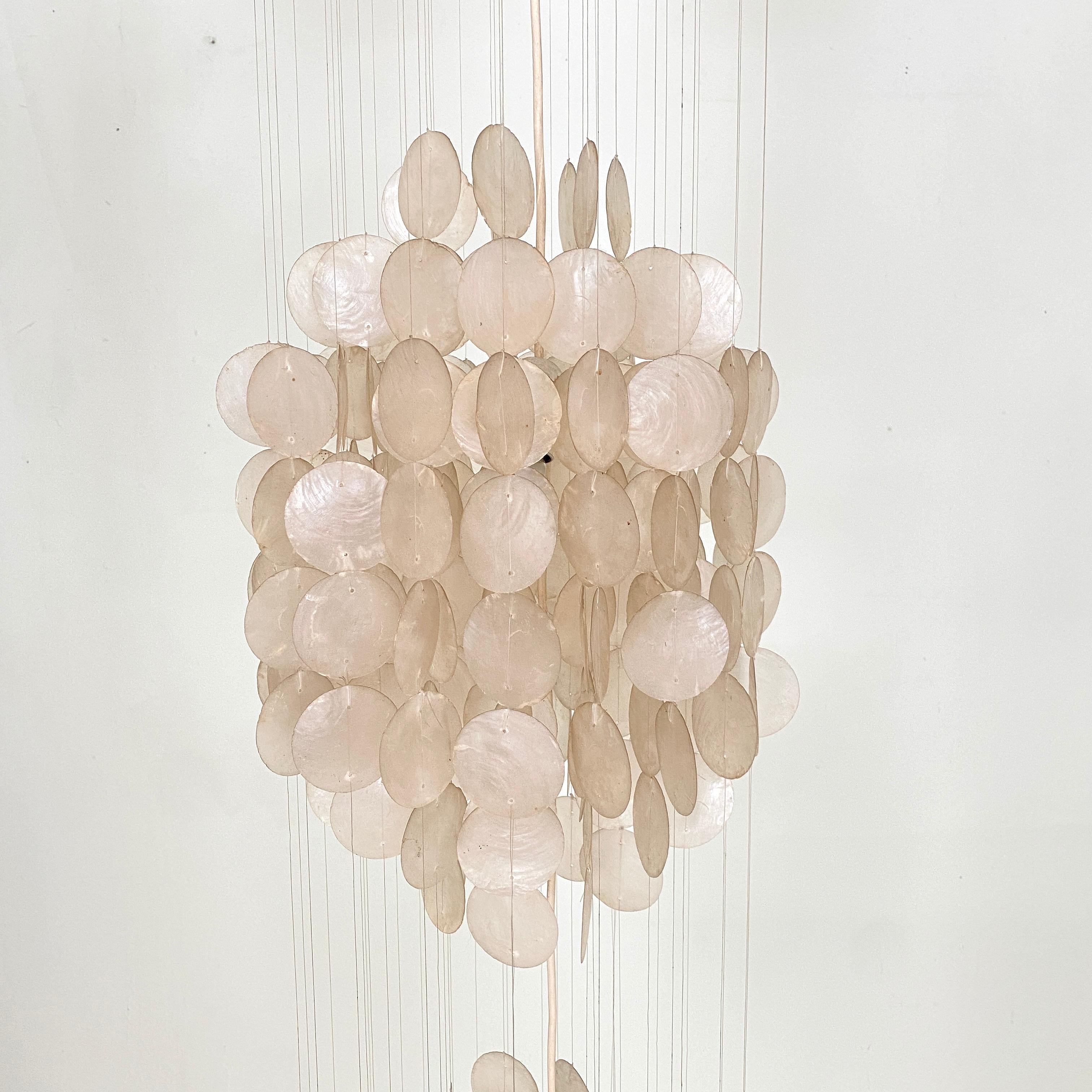 Late 20th Century Mid Century German Seashell Pendant Lamp with Mother of Pearl Flakes, 1970s