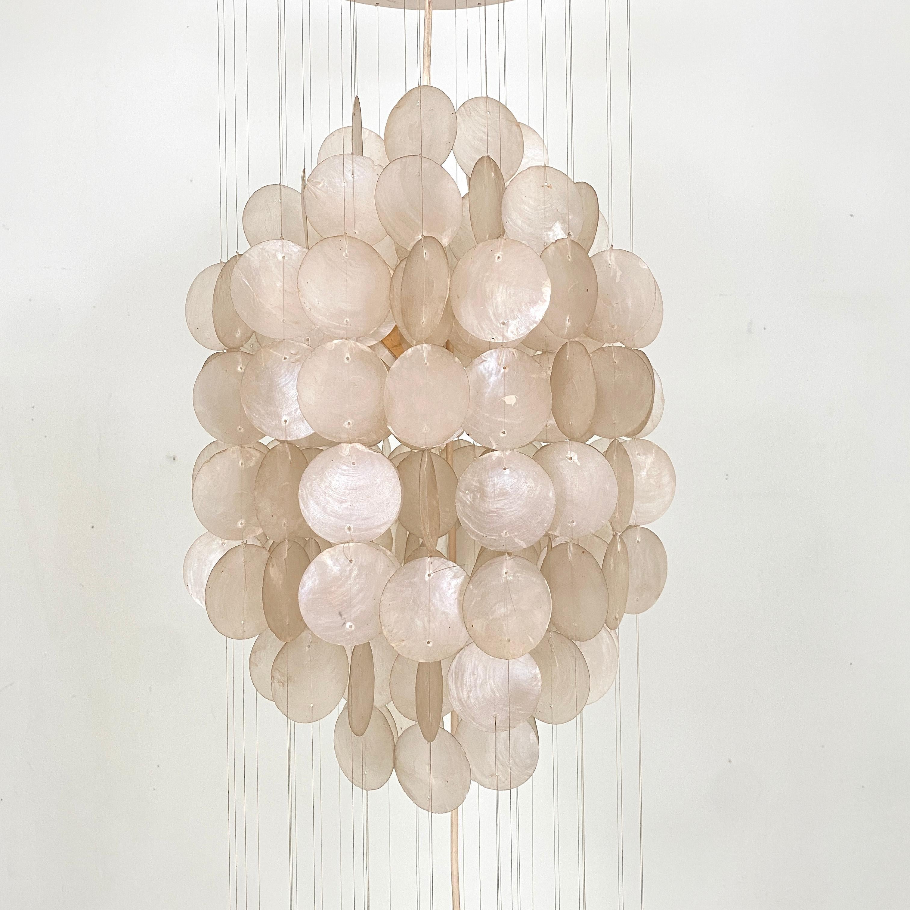 Mid Century German Seashell Pendant Lamp with Mother of Pearl Flakes, 1970s 1