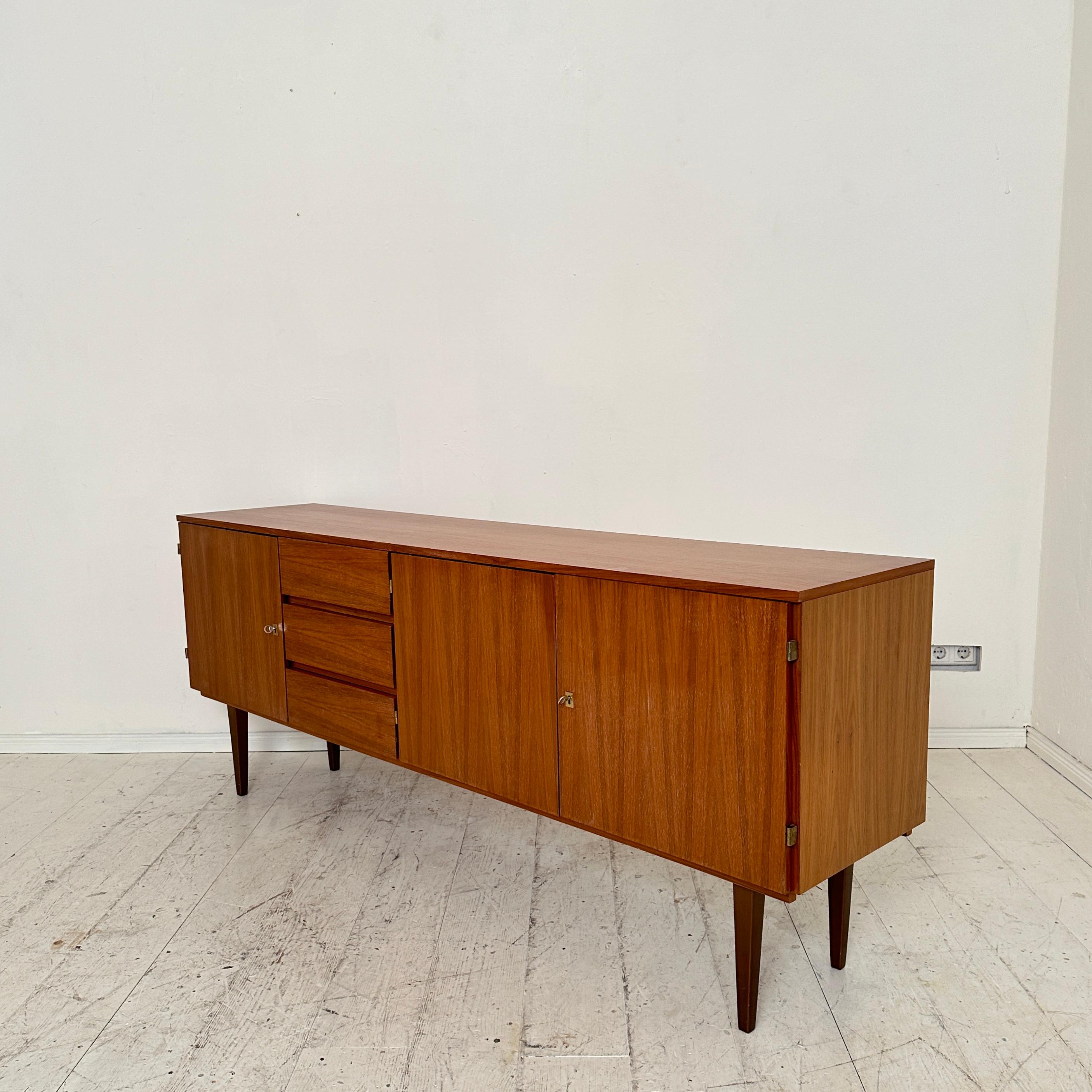 Mid Century German Sideboard Brown Walnut with Drawers and Doors, around 1960 5