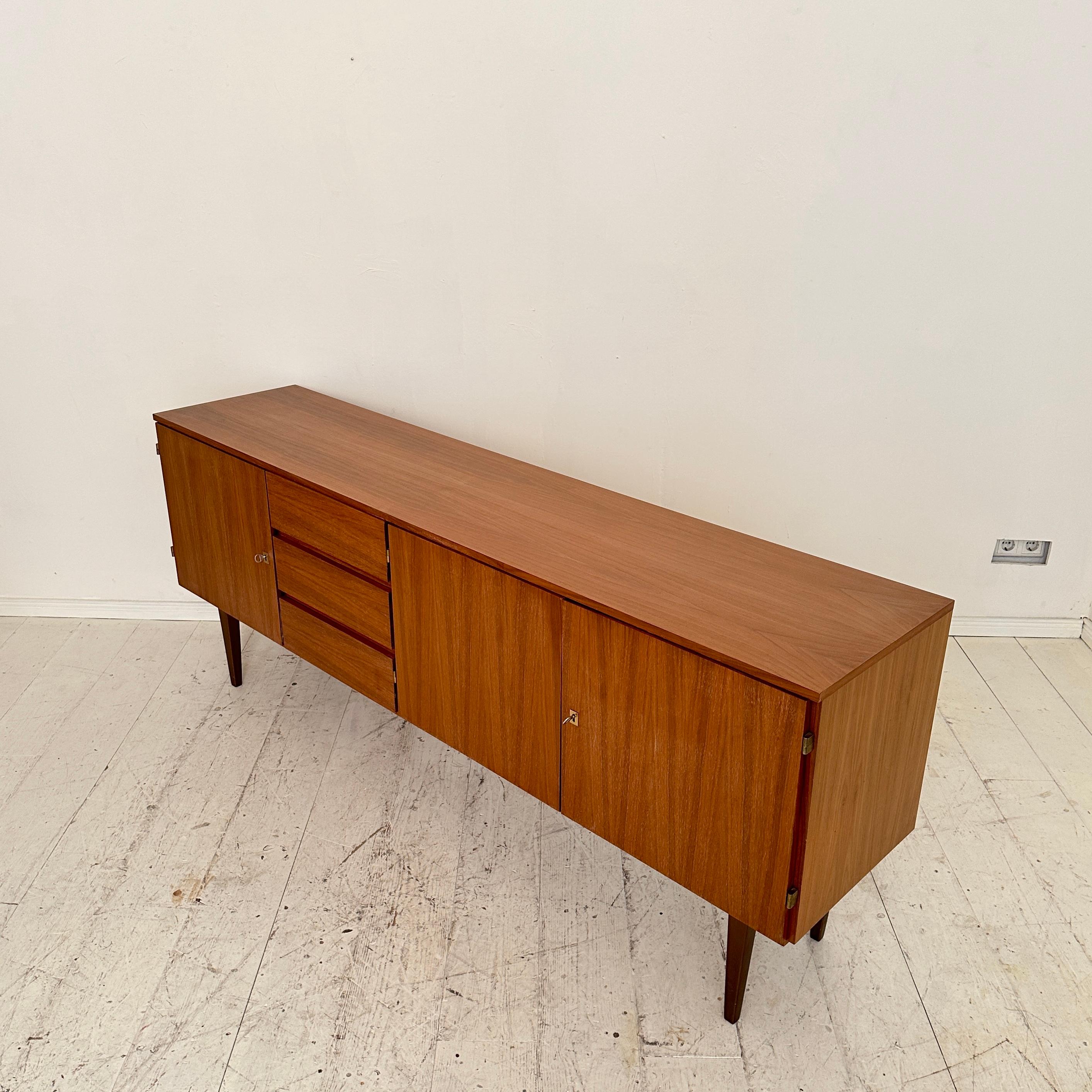 Mid Century German Sideboard Brown Walnut with Drawers and Doors, around 1960 6