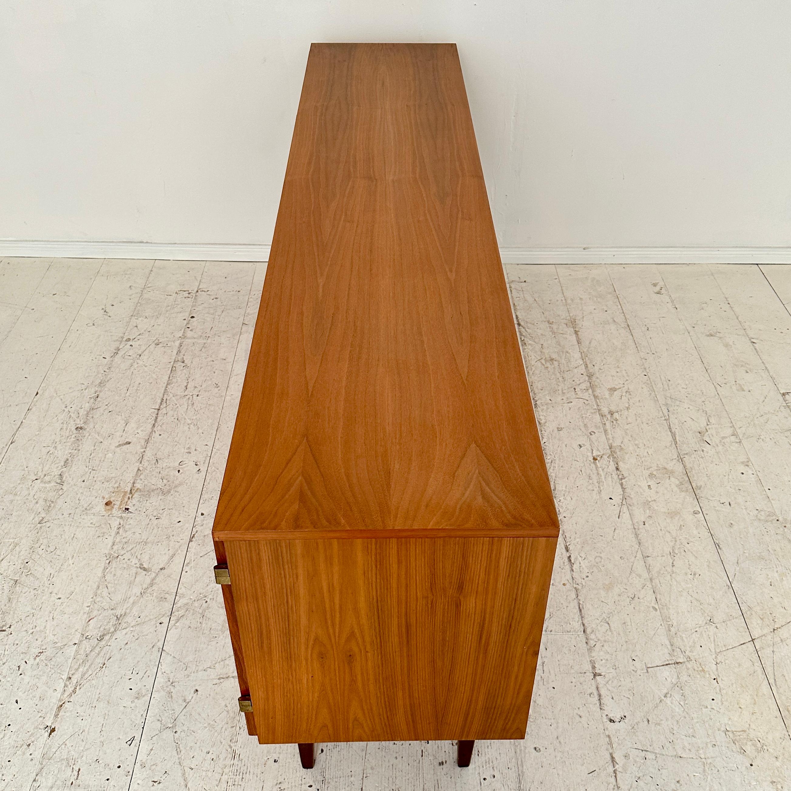 Mid Century German Sideboard Brown Walnut with Drawers and Doors, around 1960 9