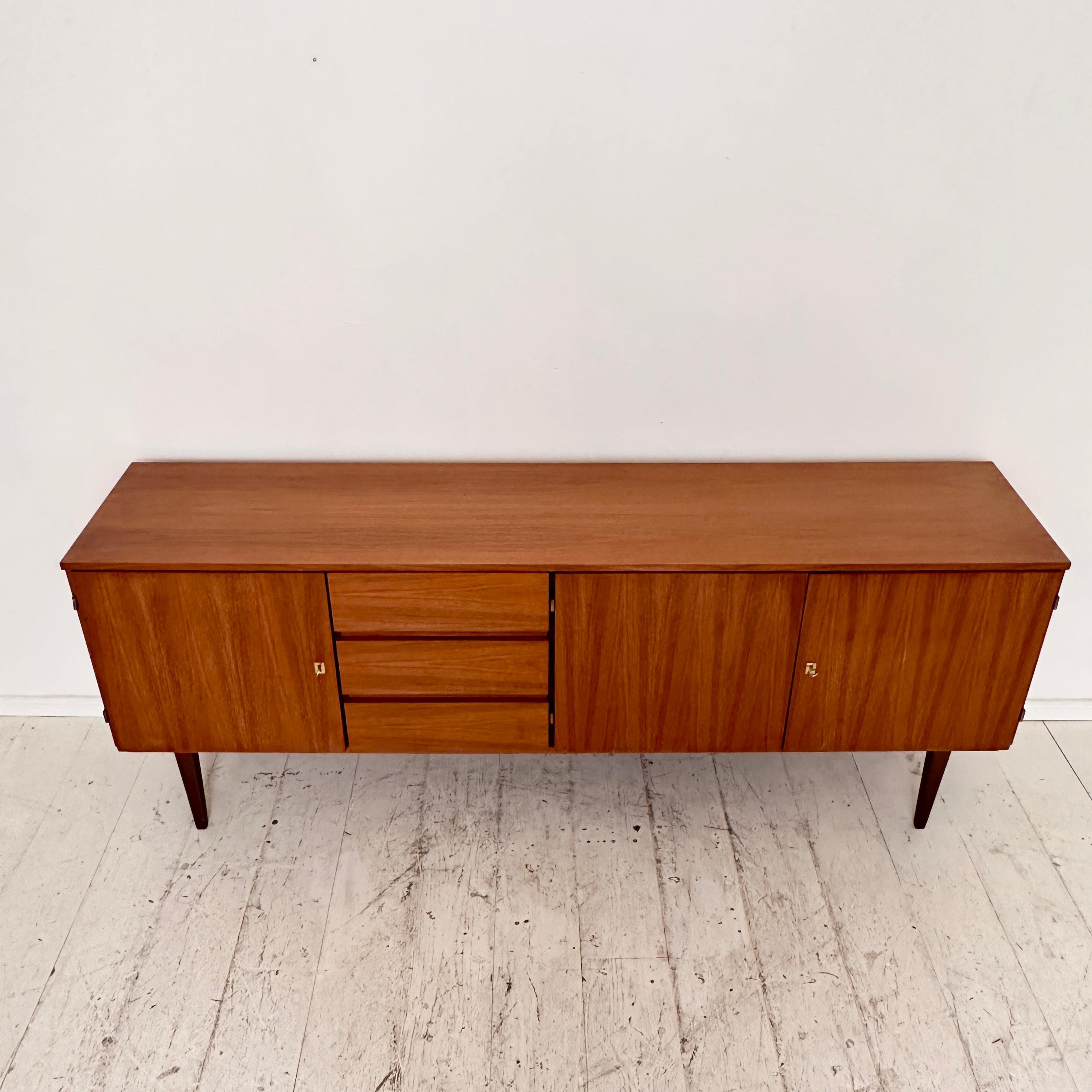 Mid-Century Modern Mid Century German Sideboard Brown Walnut with Drawers and Doors, around 1960
