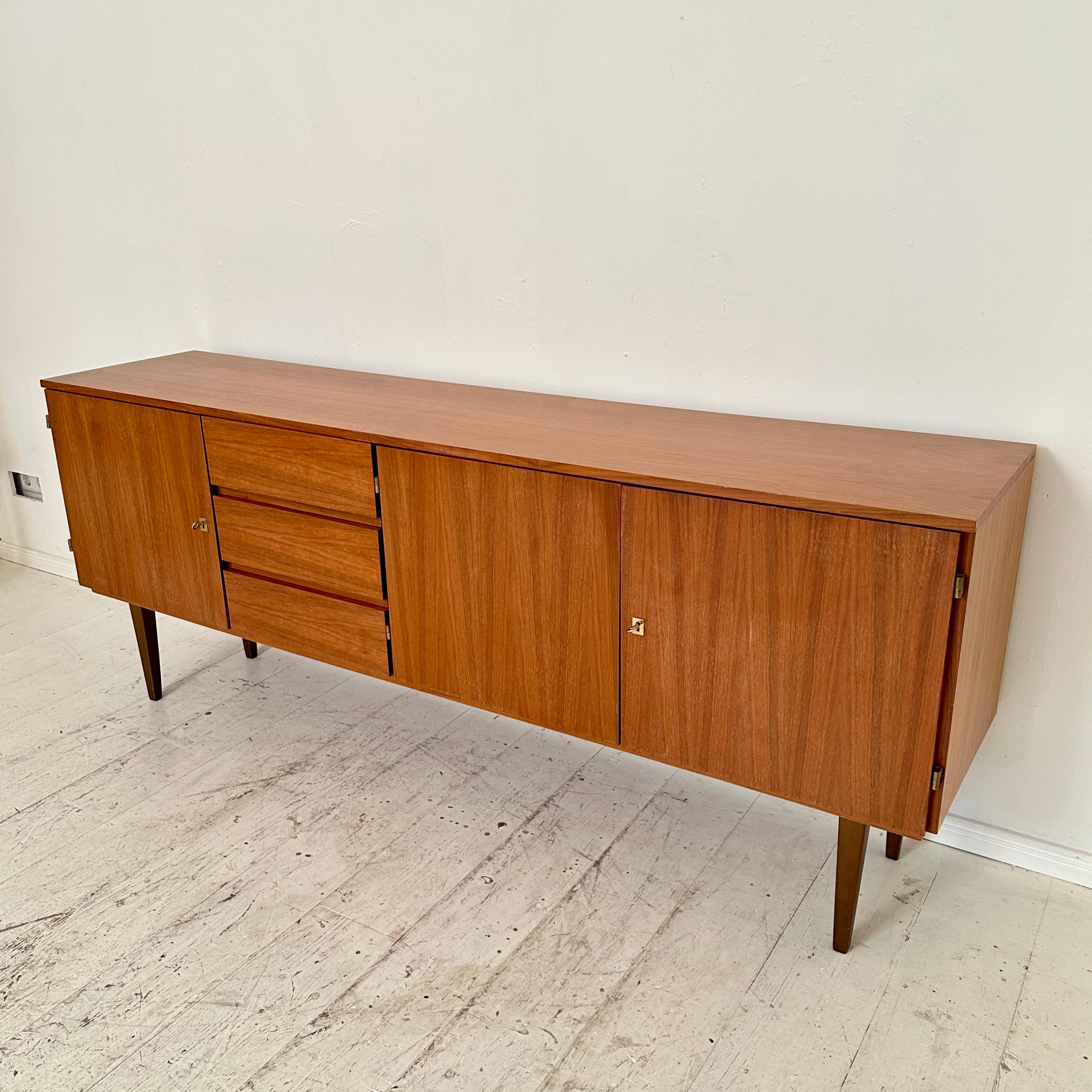 Mid-20th Century Mid Century German Sideboard Brown Walnut with Drawers and Doors, around 1960