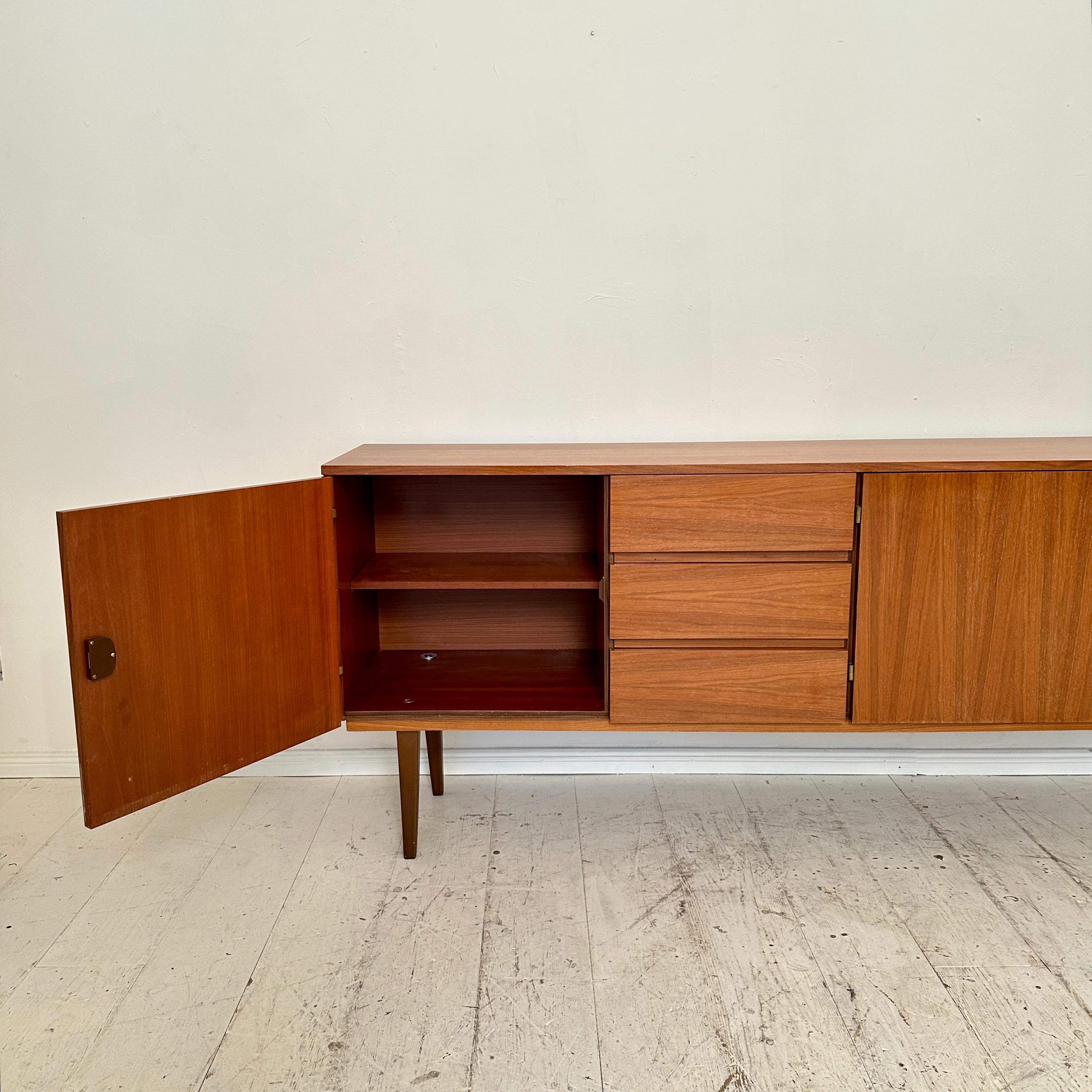Mid Century German Sideboard Brown Walnut with Drawers and Doors, around 1960 2