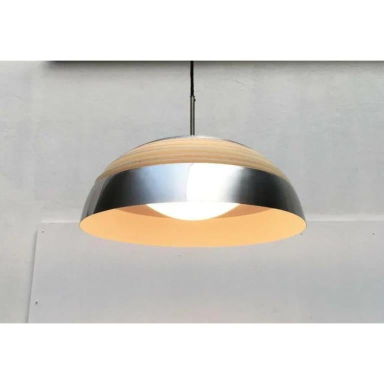 Mid-Century moderno Lampada a sospensione in alluminio e vetro di Doria, anni '60, Germania, metà del secolo scorso. in vendita