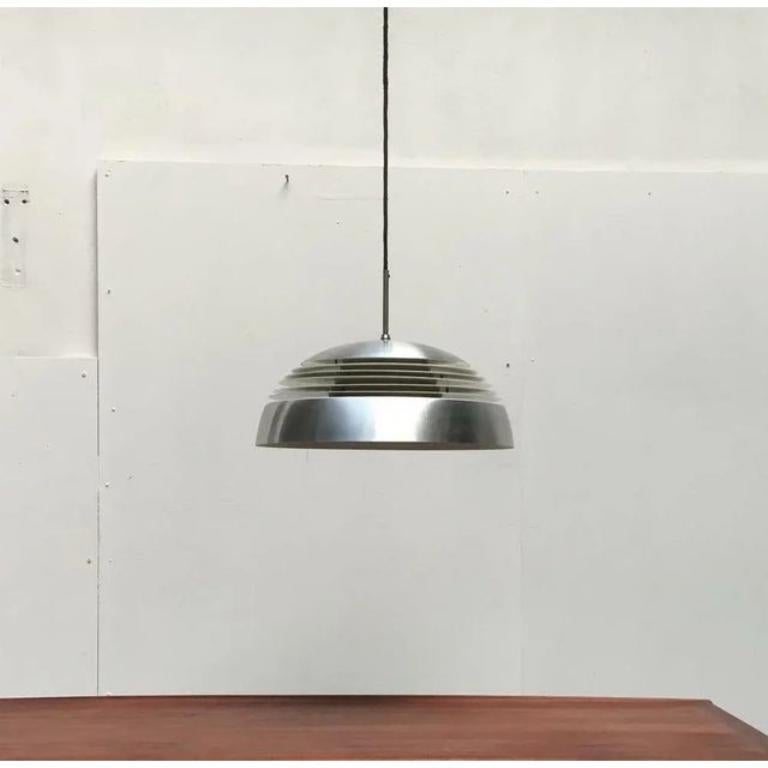 Lampada a sospensione in alluminio e vetro di Doria, anni '60, Germania, metà del secolo scorso. in vendita 2