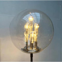 Mid-Century German Space Age Big Ball Planet Chrome and Glass Floor Lamp, 1960s