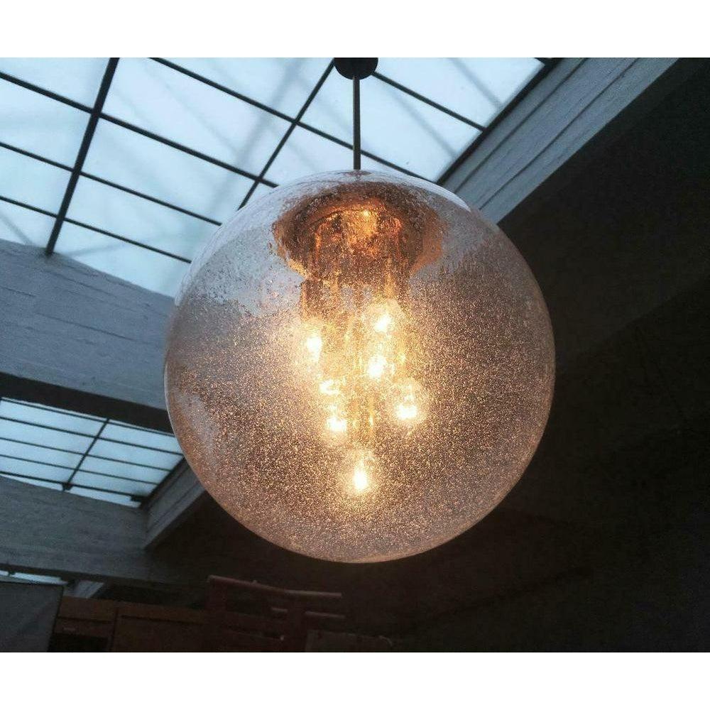 Mid-Century German Space Age Glass and Brass Big Ball Planet Pendant Lamp, 1960s For Sale 6