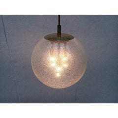 Mid-Century German Space Age Glass and Brass Big Ball Planet Pendant Lamp, 1960s