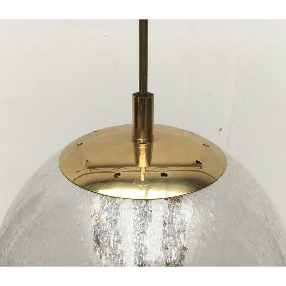 20th Century Mid-Century German Space Age Glass and Brass Big Ball Planet Pendant Lamp, 1960s For Sale