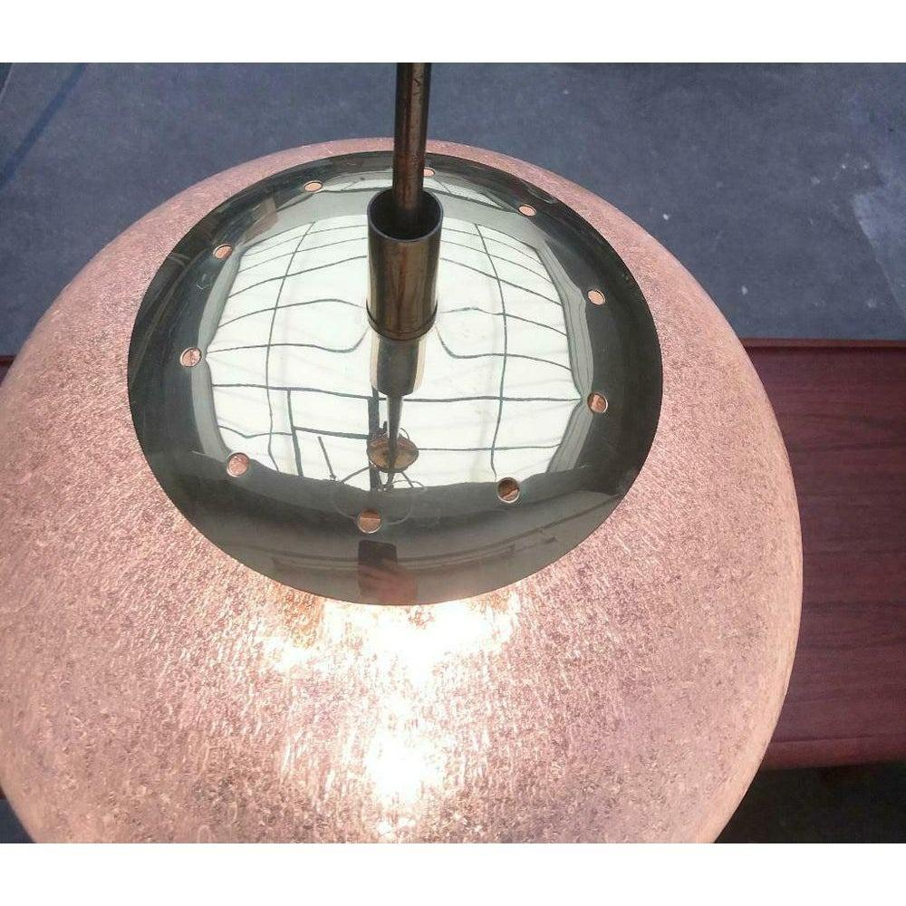 Mid-Century German Space Age Glass and Brass Big Ball Planet Pendant Lamp, 1960s For Sale 1