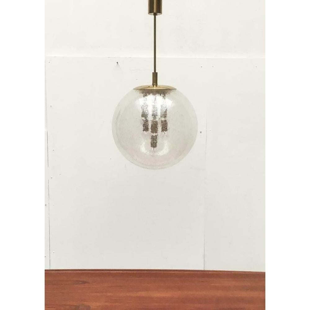 Mid-Century German Space Age Glass and Brass Big Ball Planet Pendant Lamp, 1960s For Sale 2