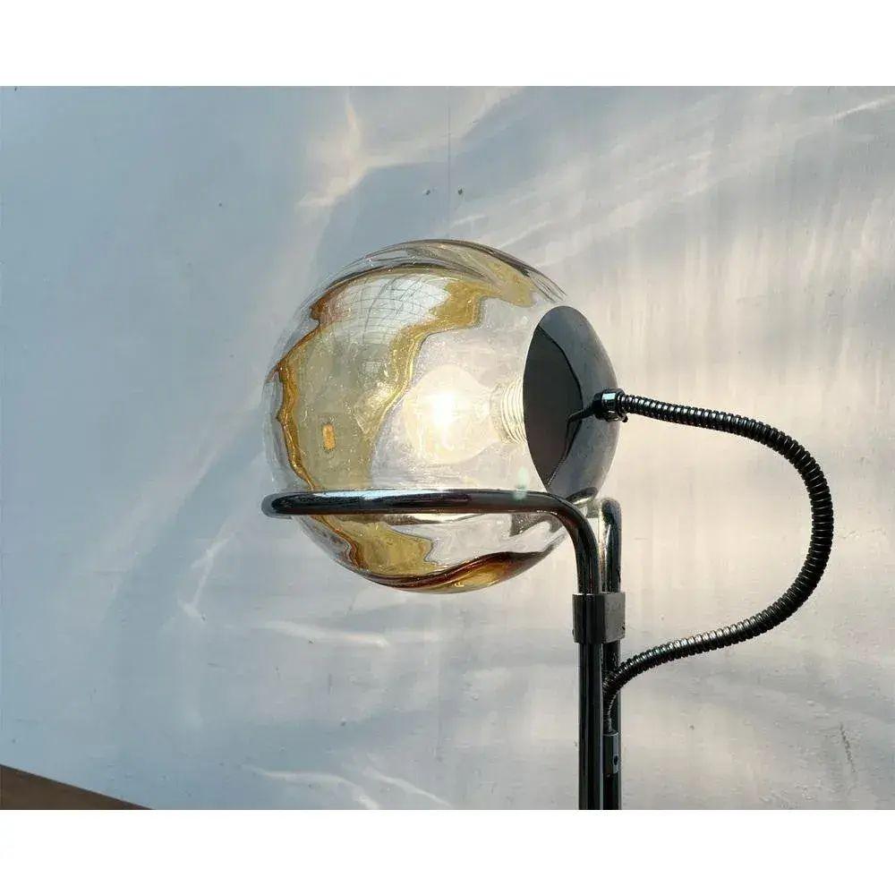 Tedesco Lampada da tavolo in vetro e cromo Space AGE tedesca di metà secolo, anni '60 in vendita