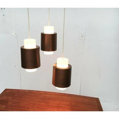 Mid-Century German Space Age Triple Cascade Copper and Glass Pendant Lamp, 1960s