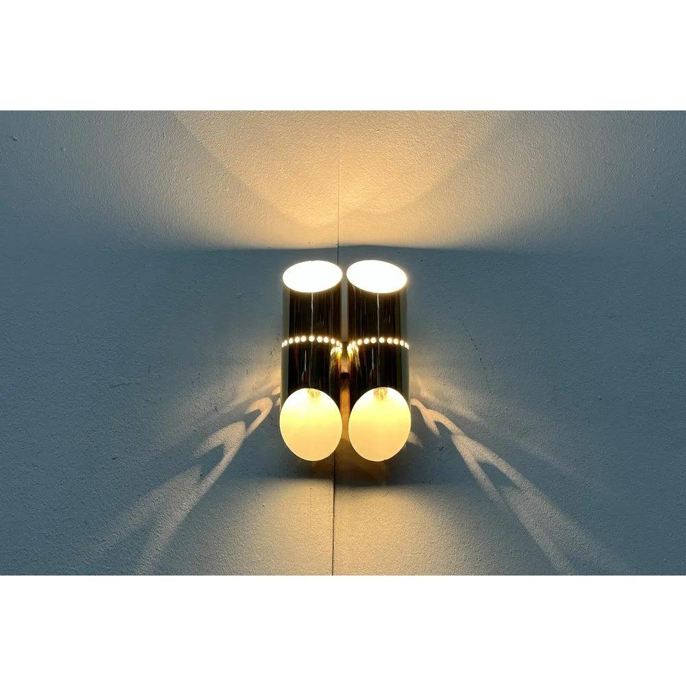 Metal Mid-Century German Space Age Wall Lamp in Brass, 1960s For Sale